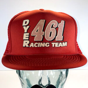 Vintage Dirt Track Racing Trucker Hat Cap Red White Adjustable Snapback Mesh